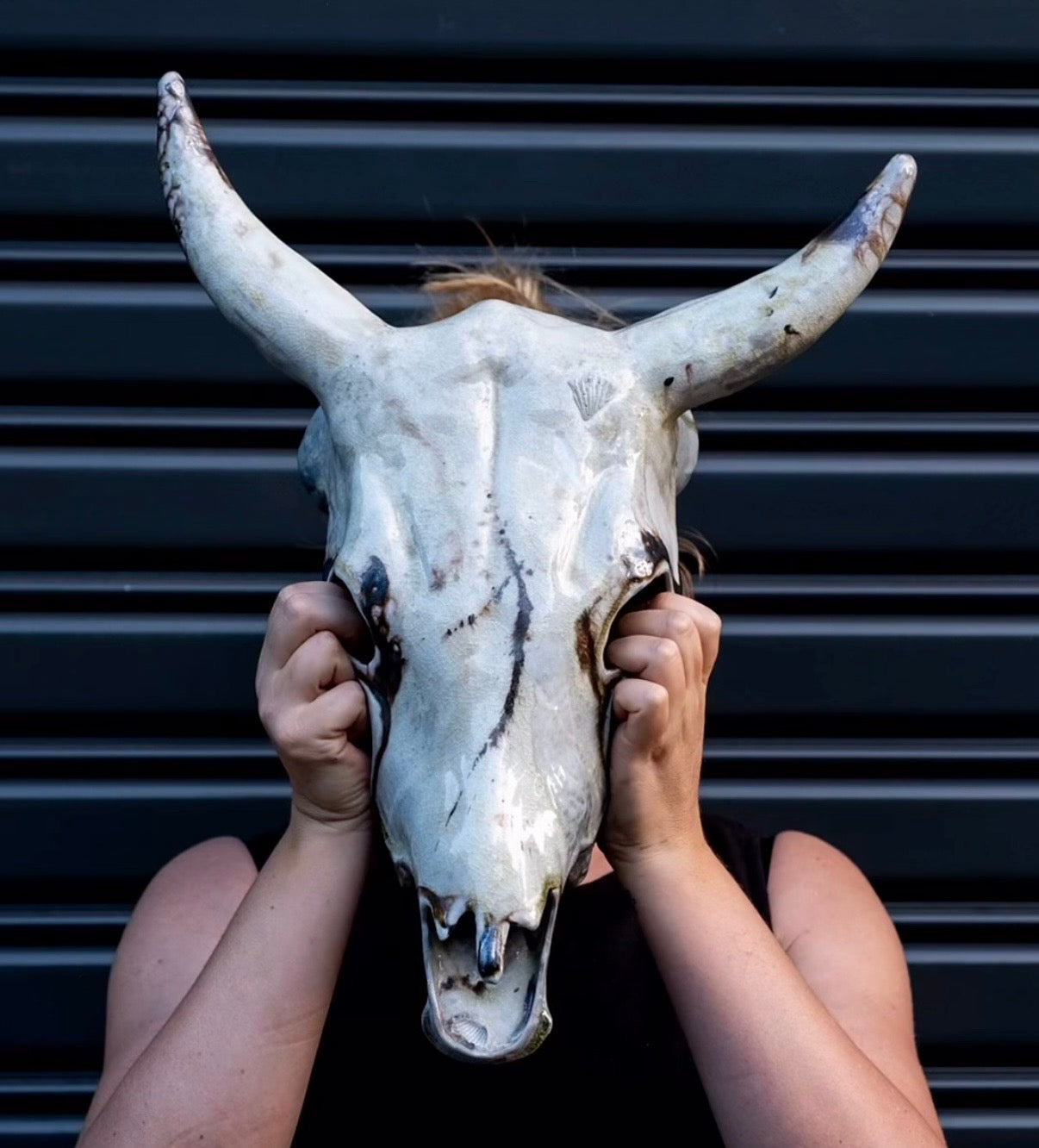 Wood Fired Porcelain Cow Skull